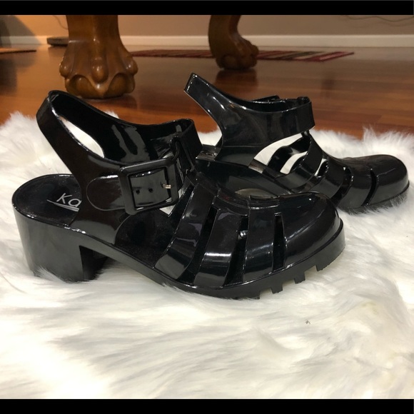 Chunky block ankle strap gladiator heel jelly shoe - Picture 3 of 6